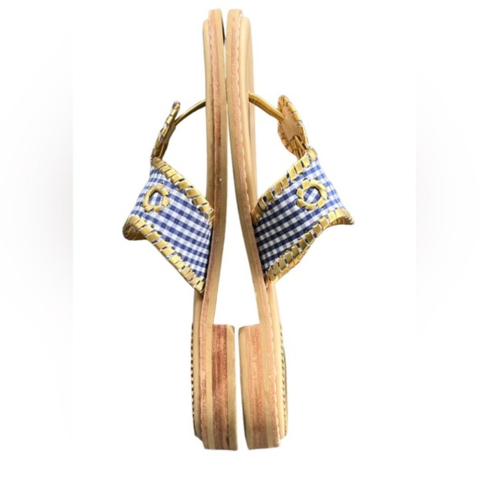 Jack Rogers Jacks II Flat Sandal Gingham Gingham/Gold Size 8.5 - Picture 5 of 8